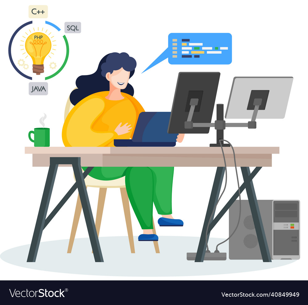 Programmer engineering and coding vector image Programmer engineering and coding