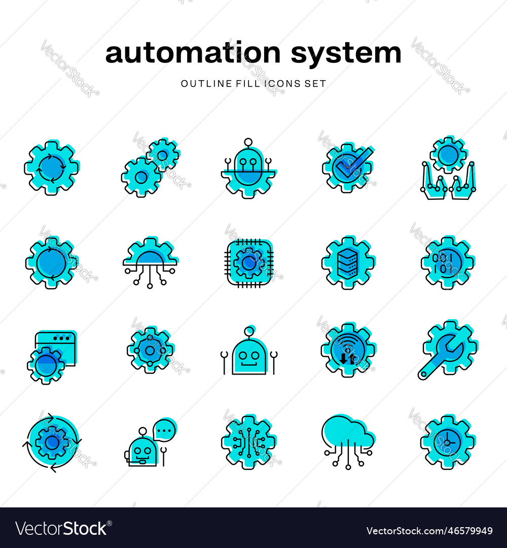 Set flat icons design for configuration automation