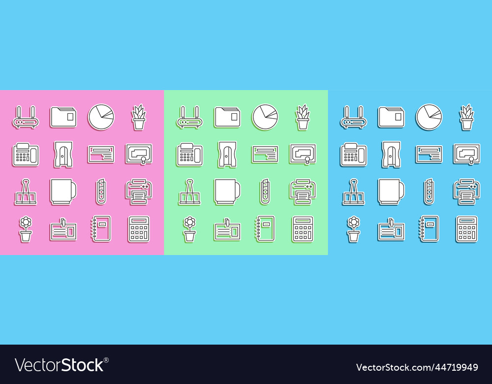 Set line calculator printer certificate template vector image Set line calculator printer certificate template