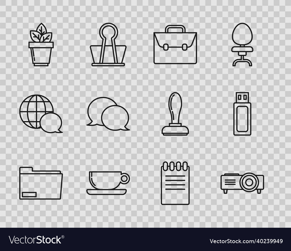 Set line document folder presentation movie vector image Set line document folder presentation movie