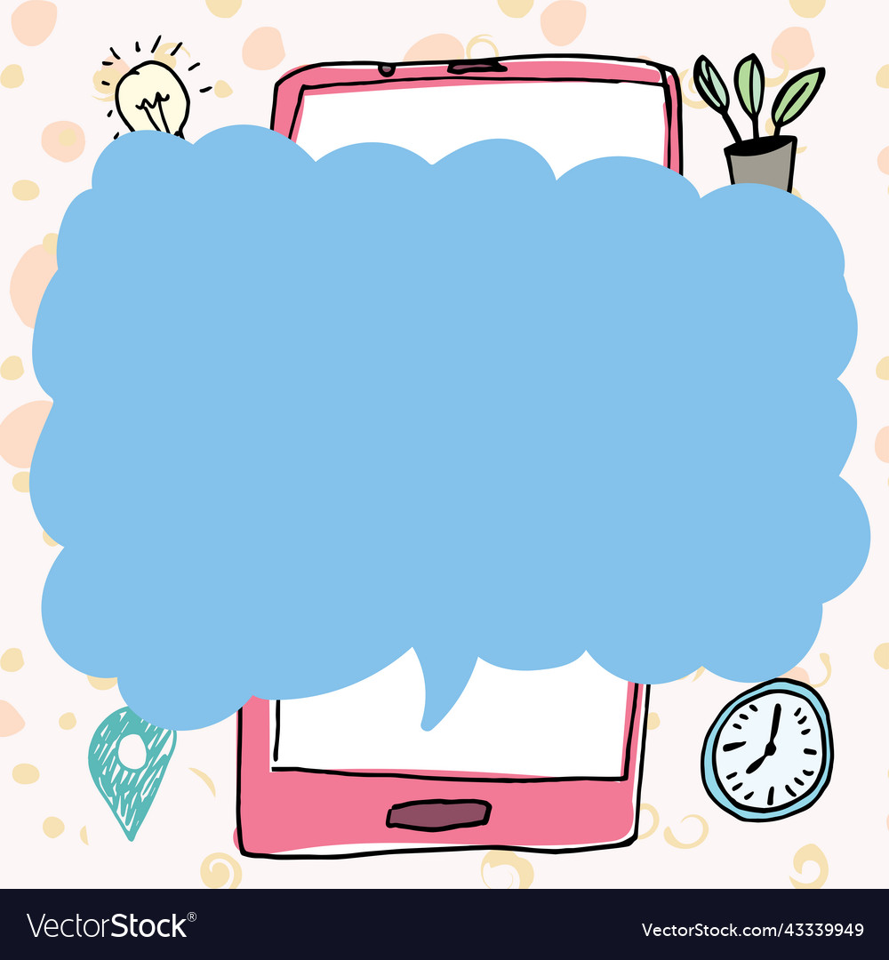 Speech bubble with important message above mobile vector image Speech bubble with important message above mobile
