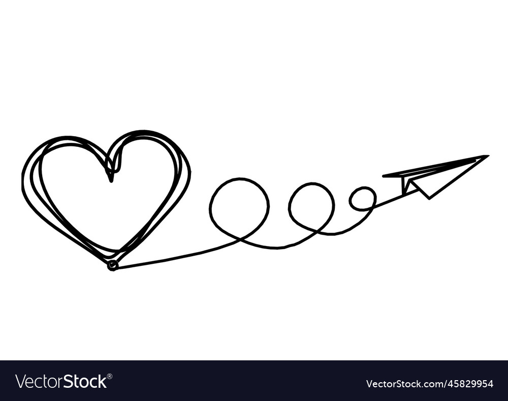 Abstract heart with paper plane as continuous