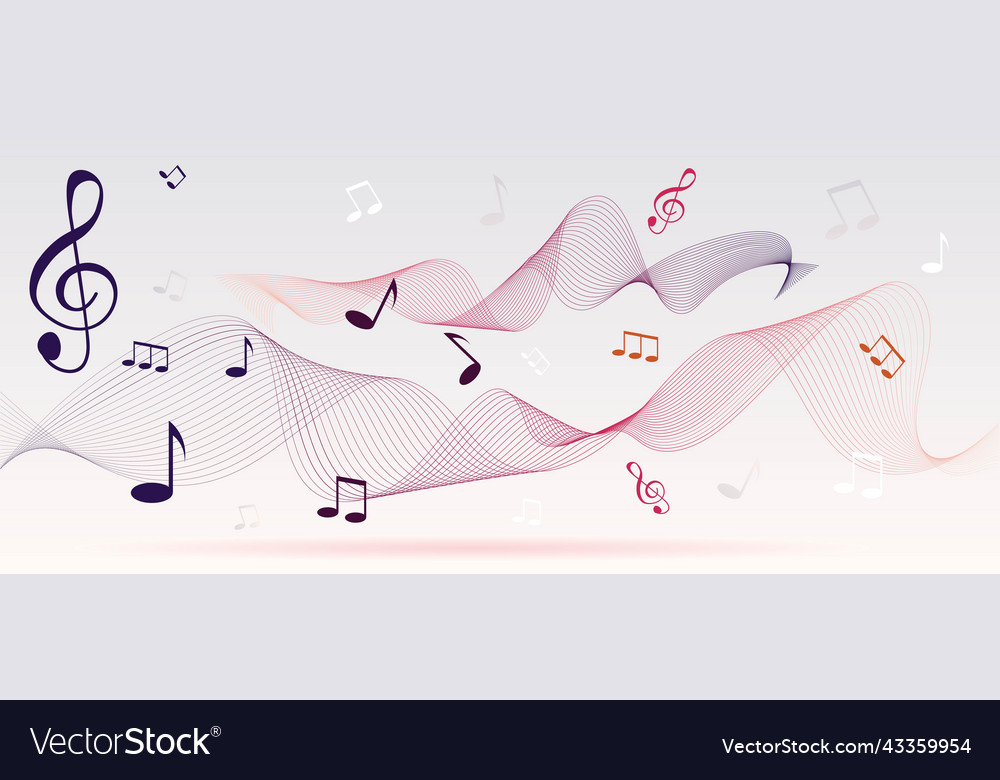 Abstract waves with notes vector image Abstract waves with notes