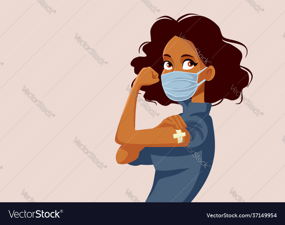 African woman showing vaccinated arm Royalty Free Vector