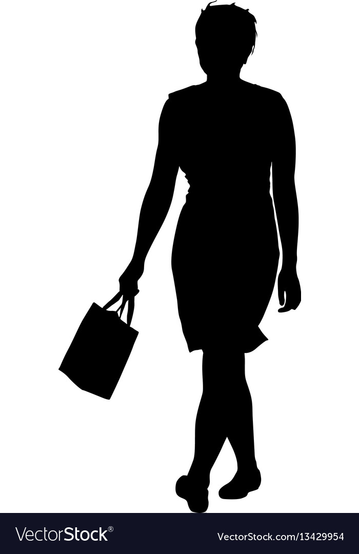 Black silhouettes of beautiful woman on white