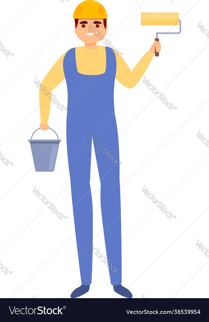 Builder paint roll icon cartoon style Royalty Free Vector