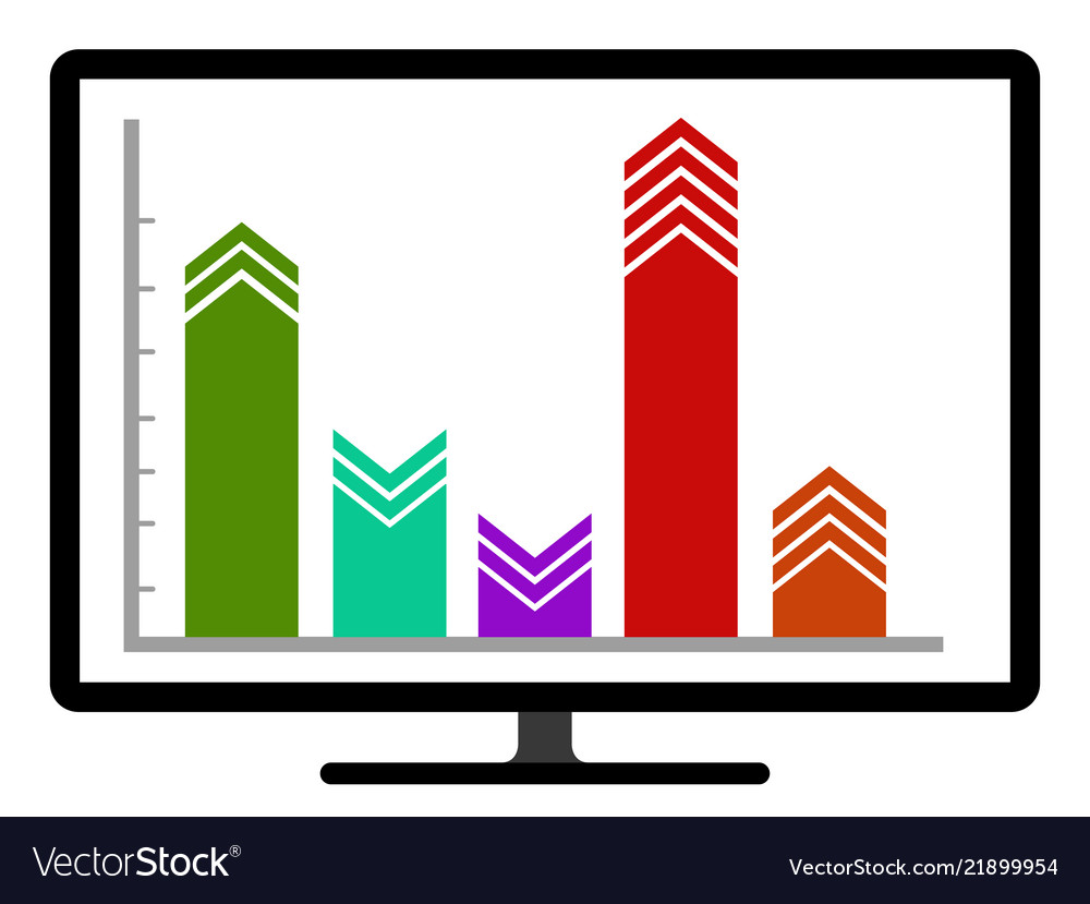 Colored business graph on a computer screen
