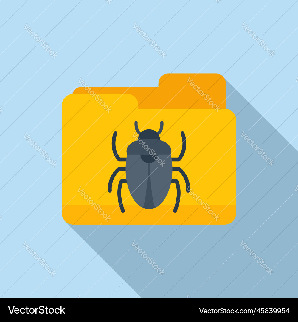 Folder bug icon flat fraud alert Royalty Free Vector Image
