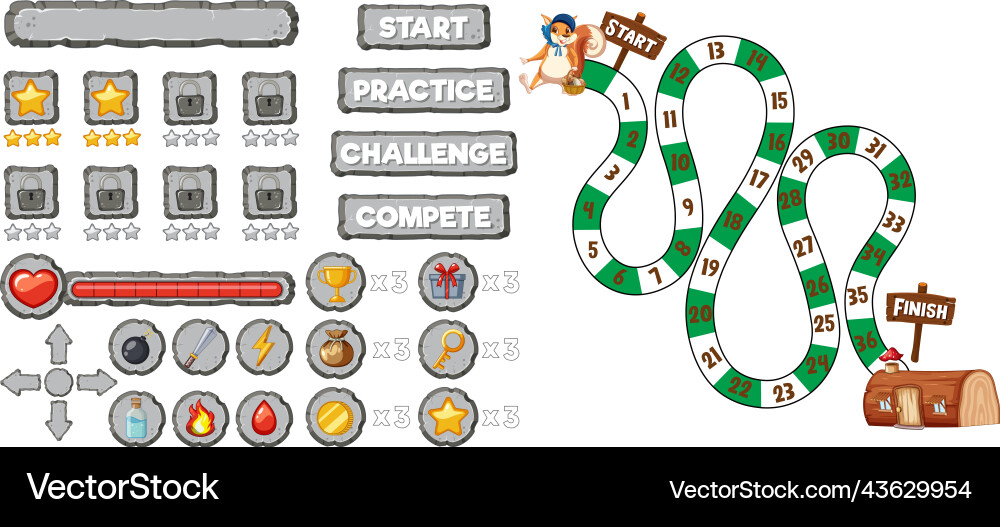 Game element template design set Royalty Free Vector Image