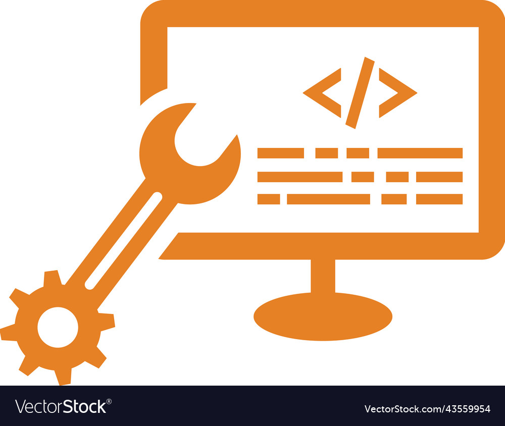 Html management coding icon orange eps