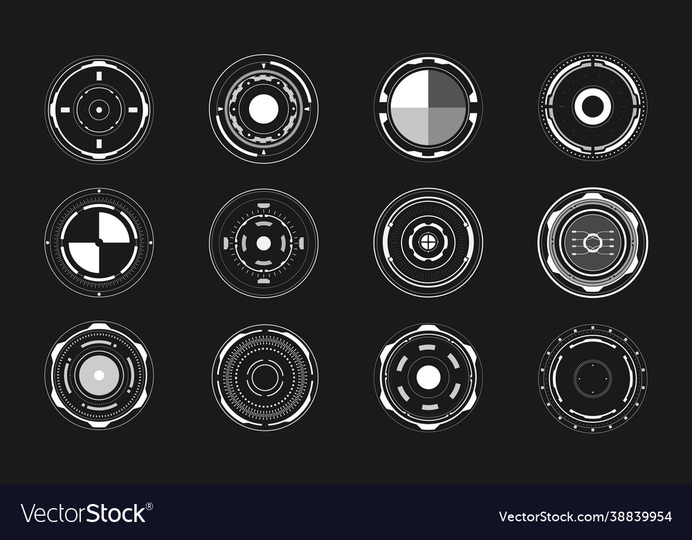 Hud futuristic elements circle interface vector image Hud futuristic elements circle interface