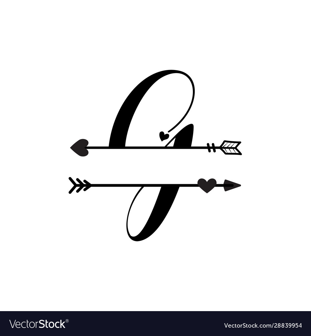 Initial g love monogram split letter isolated Vector Image