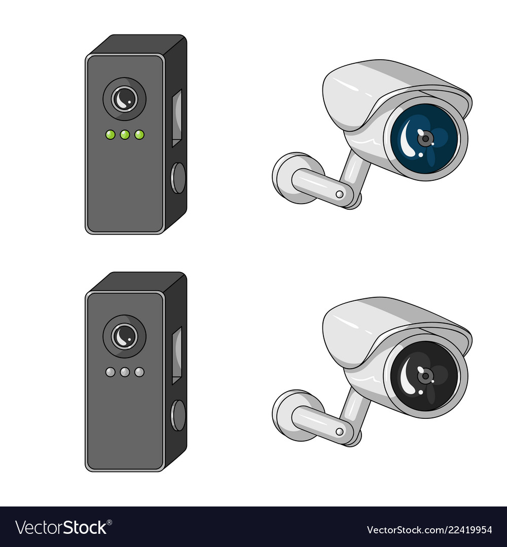 Isolated object of cctv and camera icon set