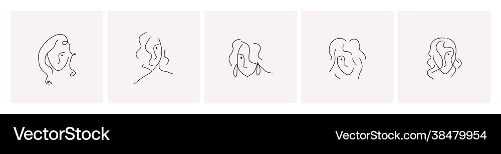 Linear abstract woman faces or portraits Vector Image