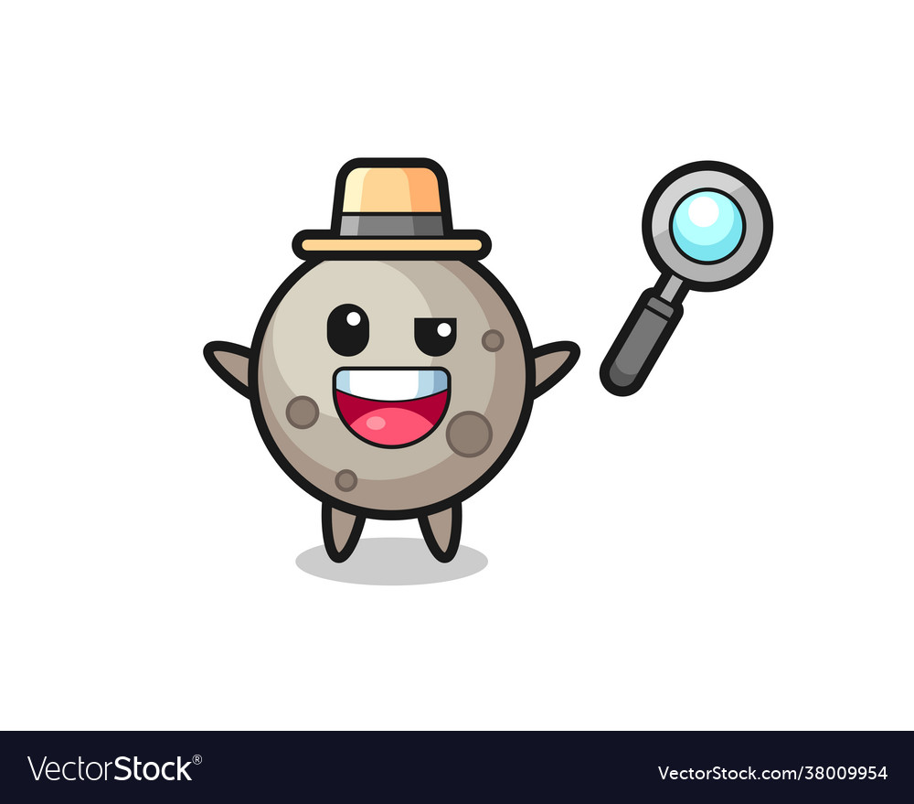 Moon mascot as a detective who manages