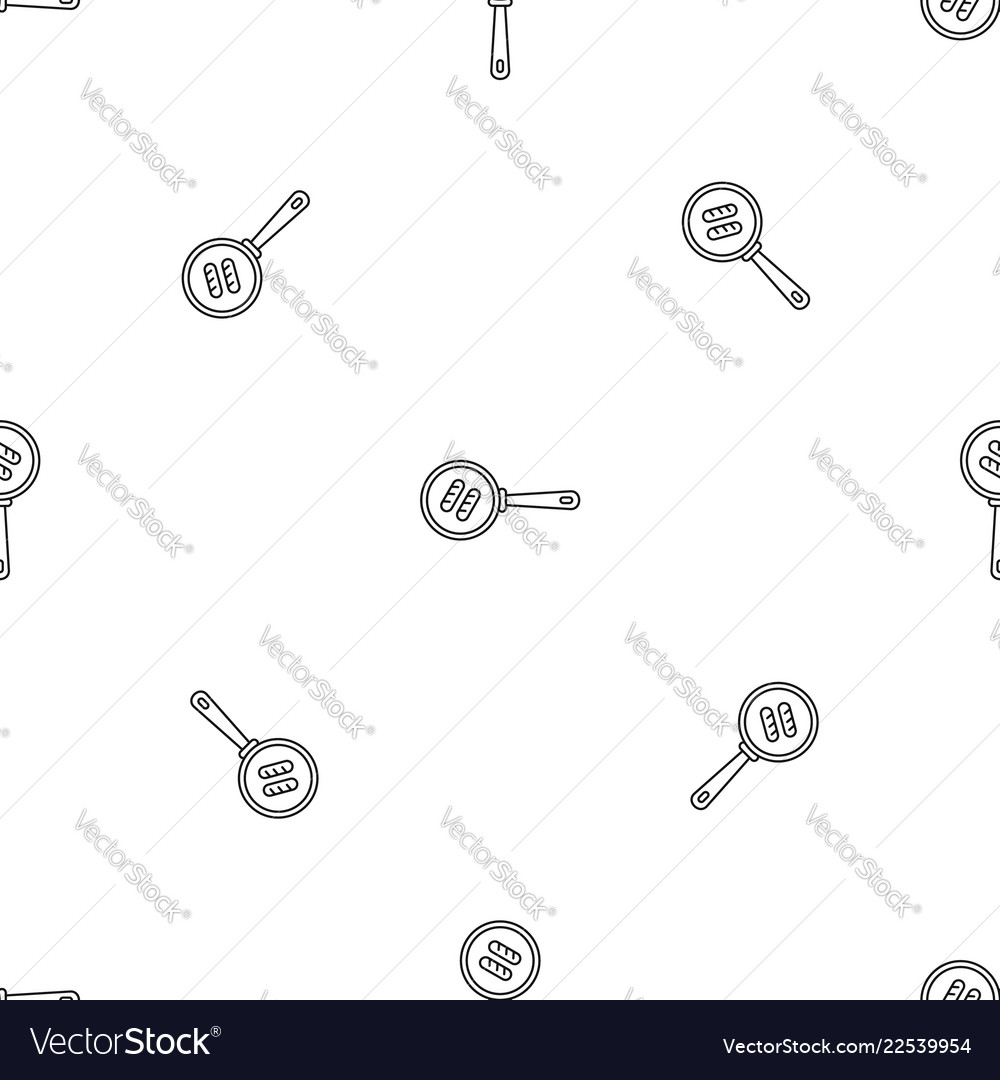 Sausage fry pan pattern seamless Royalty Free Vector Image