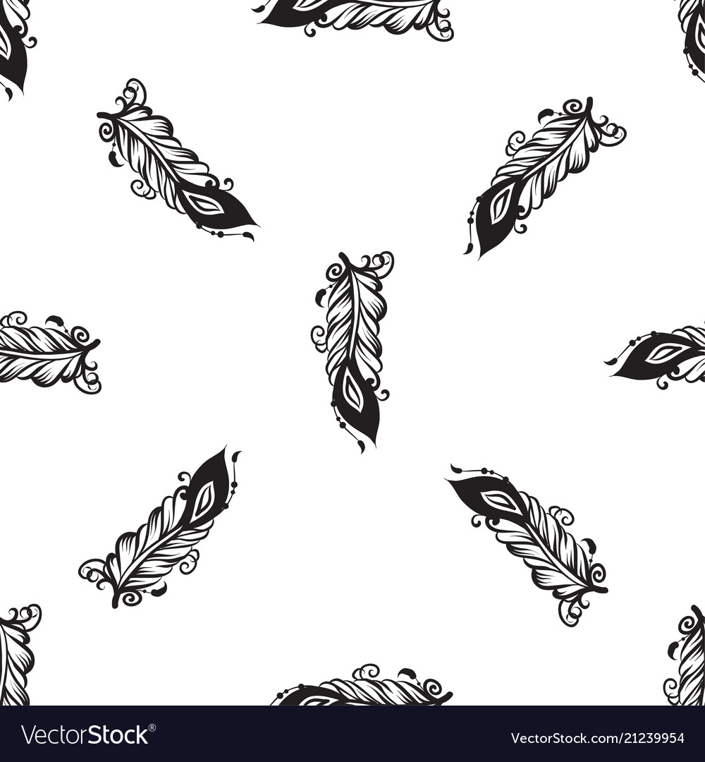 Seamless pattern with drawing of feathers vector image Seamless pattern with drawing of feathers