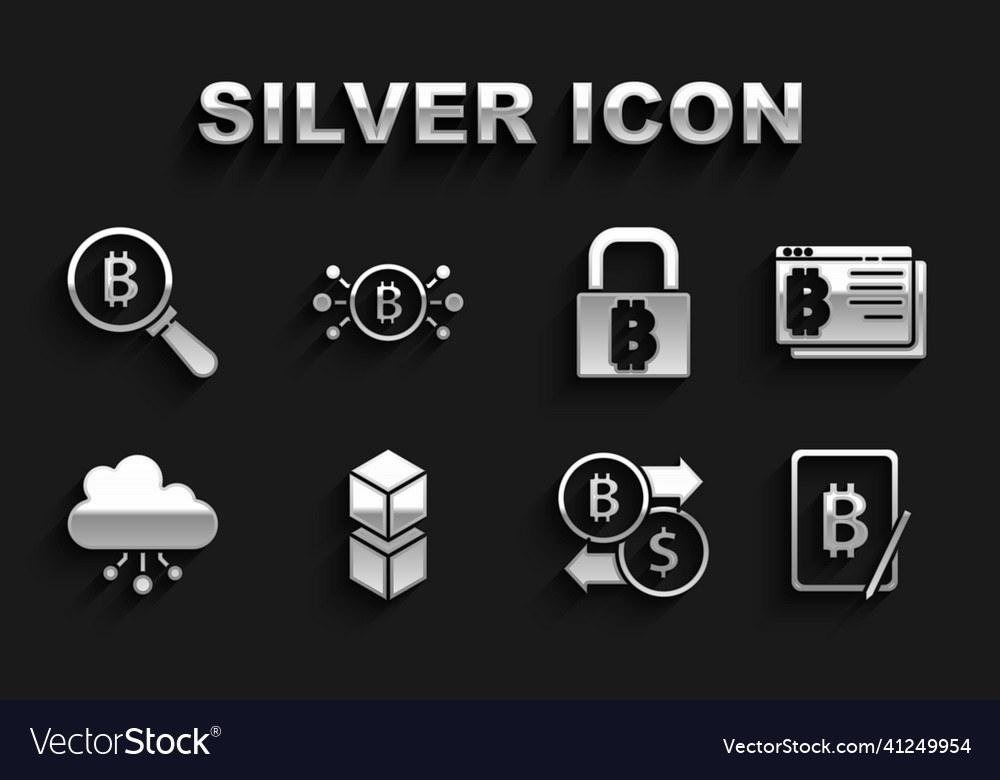Set blockchain technology bitcoin browser mining vector image Set blockchain technology bitcoin browser mining