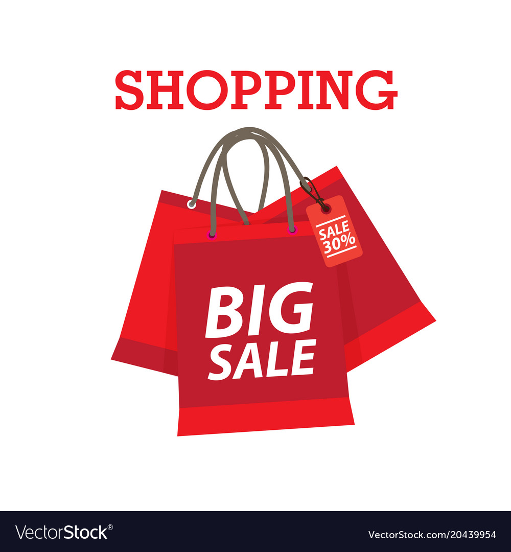 Shopping red bag big sale 30 background im Vector Image