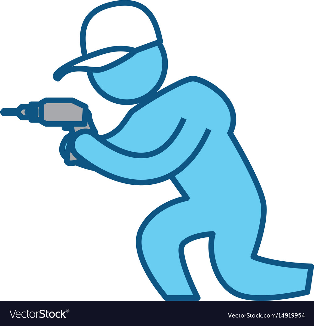 Worker man silhouette