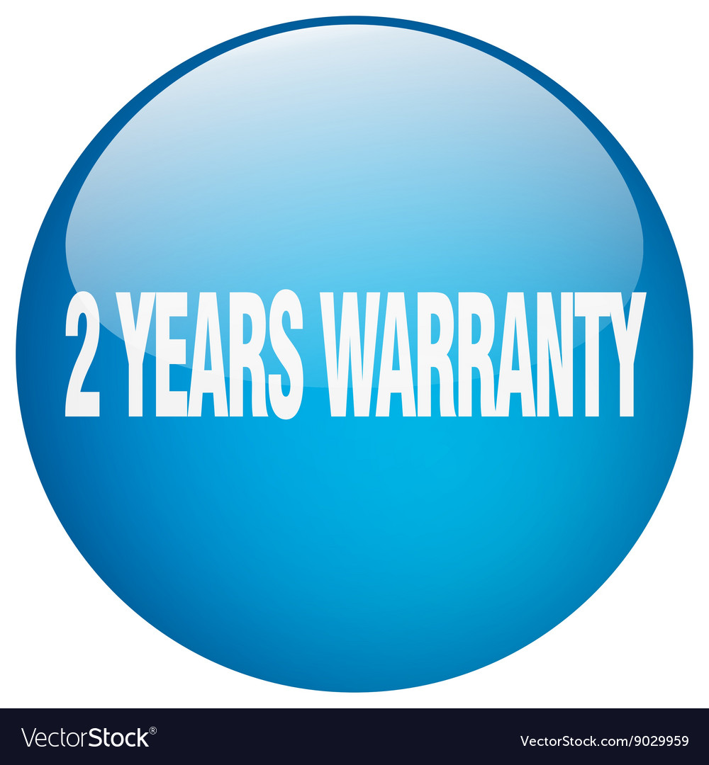 2 years warranty blue round gel isolated push