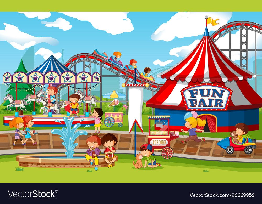 An outdoor funfair scene Royalty Free Vector Image