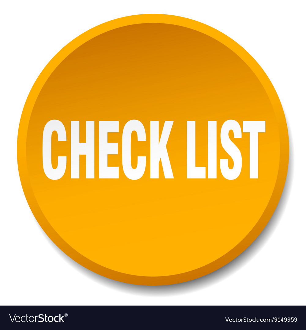 Check list orange round flat isolated push button