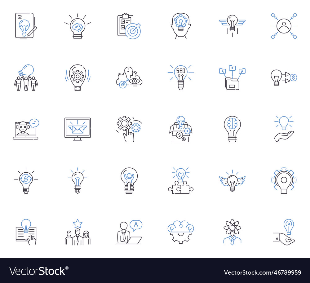 Conceptualization creation line icons collection