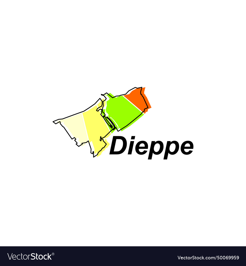 Dieppe map of france capital country Royalty Free Vector