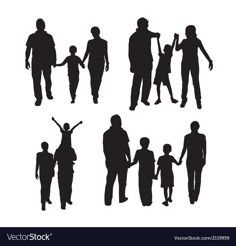 Family silhouette isolated ove white background