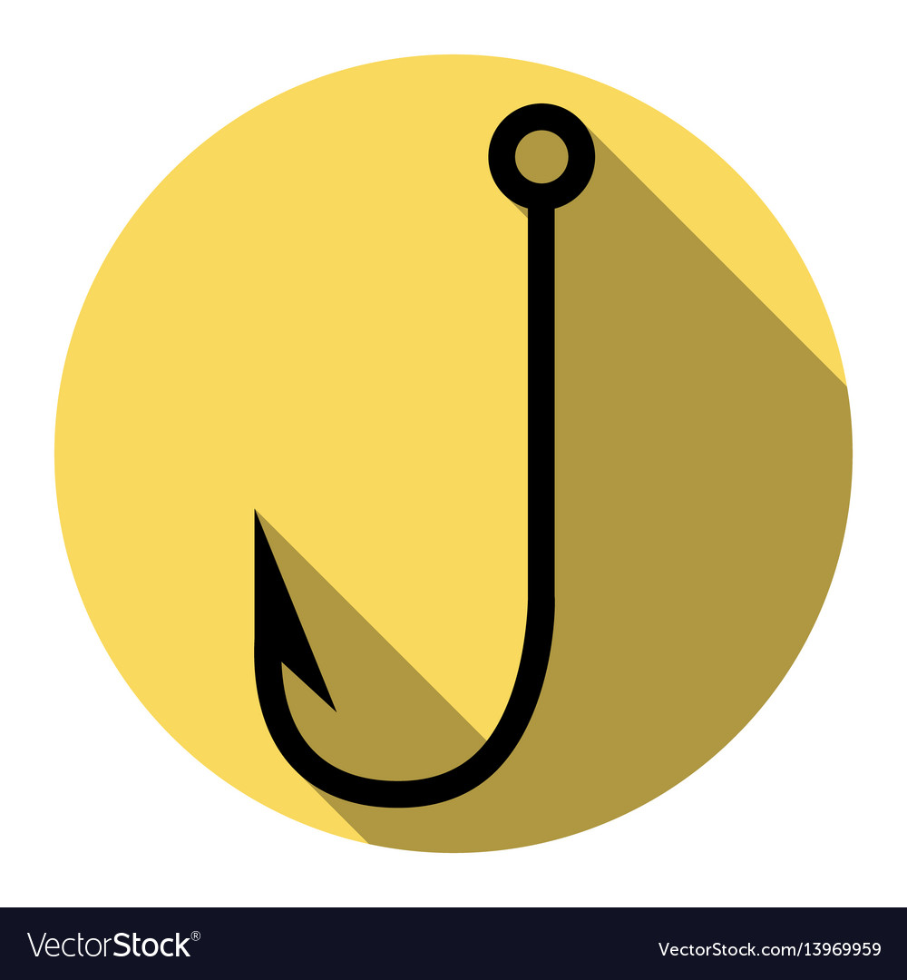 Download Fishing hook sign flat black Royalty Free Vector Image