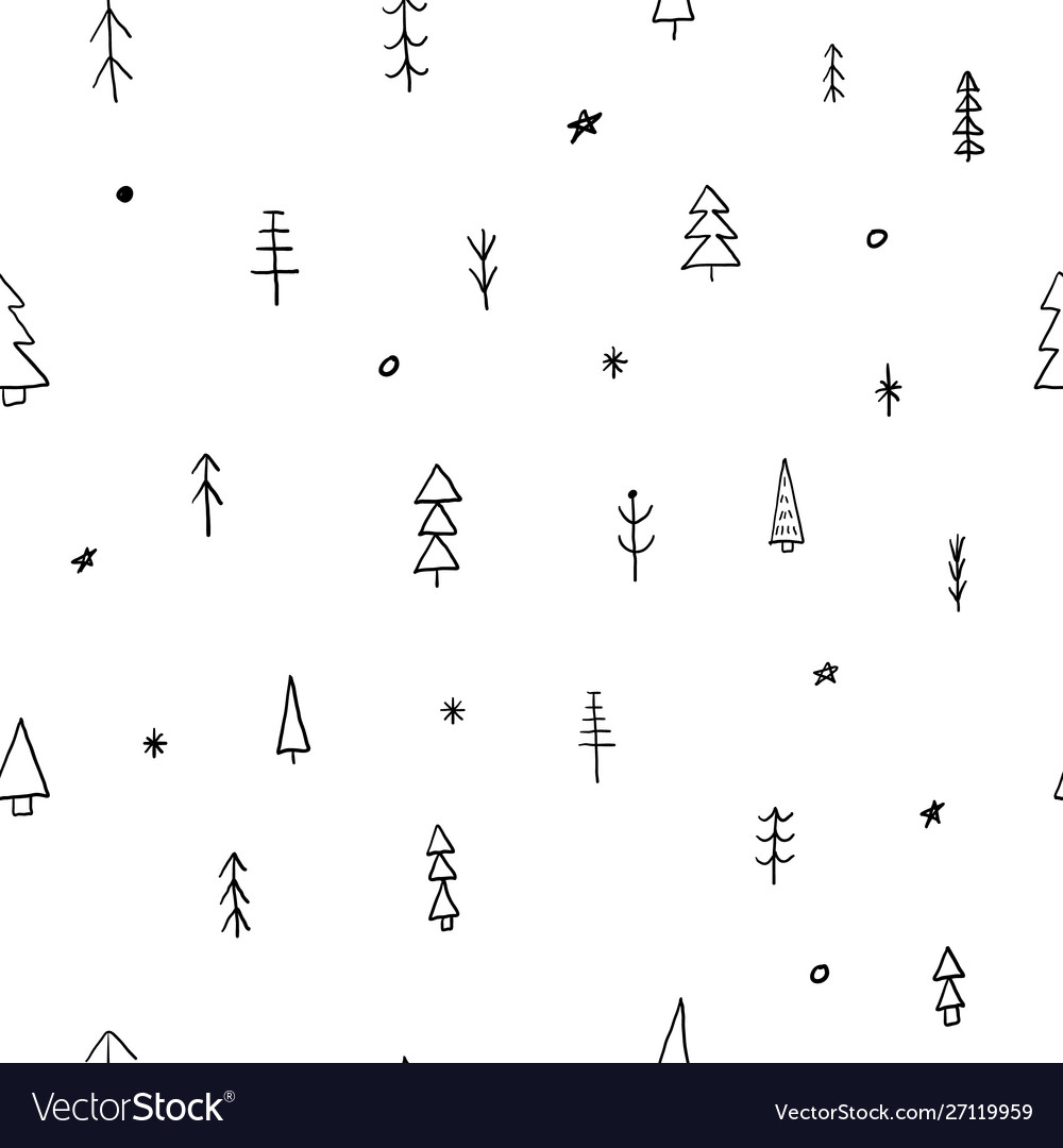 Forest christmas tree simple seamless pattern vector image Forest christmas tree simple seamless pattern
