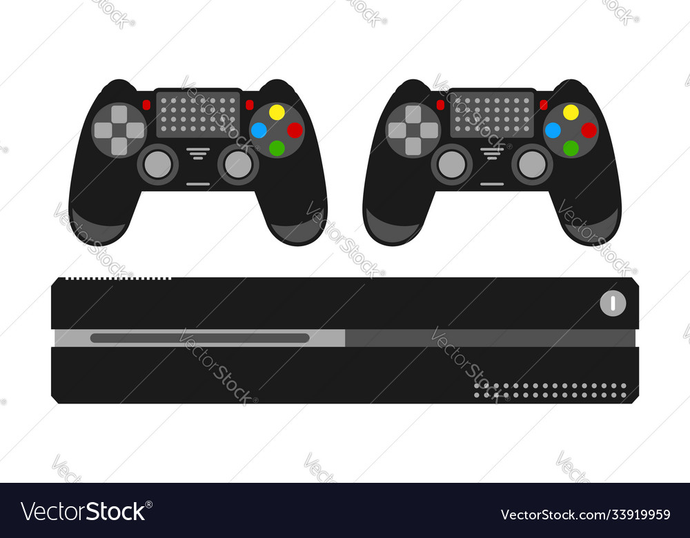 Game console with a set wireless joysticks Vector Image Game console with a set wireless joysticks