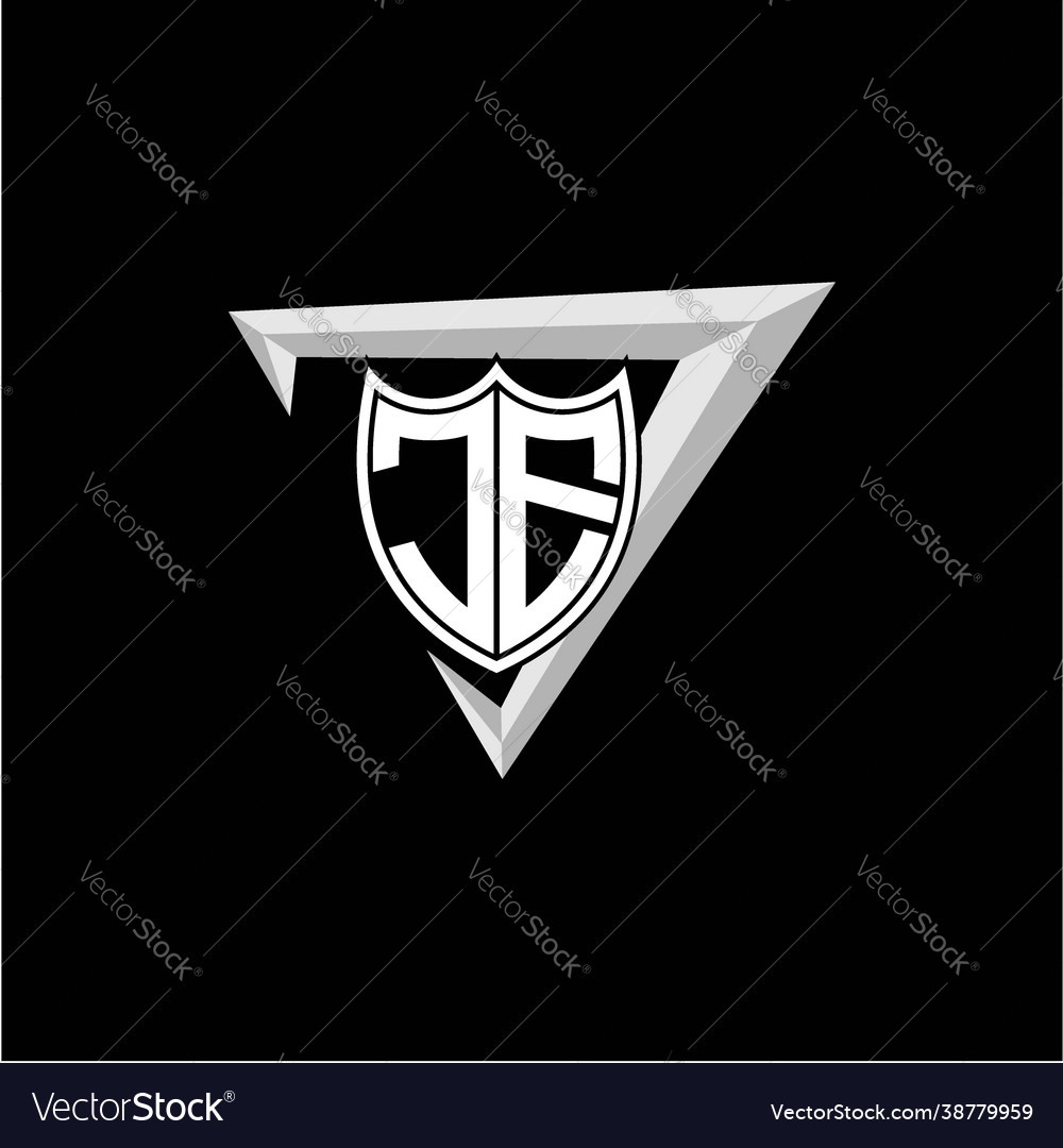 Initial letter j e shield shape with triangular Vector Image Initial letter j e shield shape with triangular