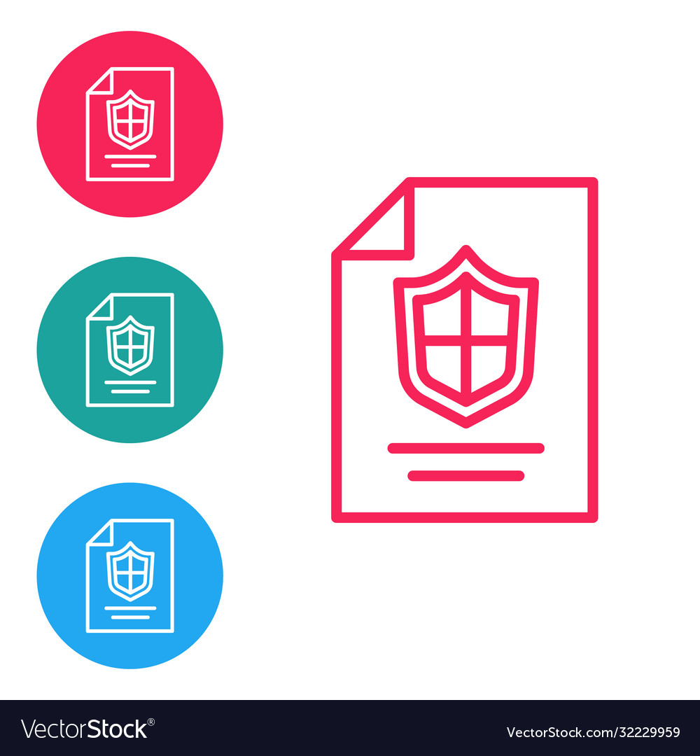 Red line contract with shield icon isolated