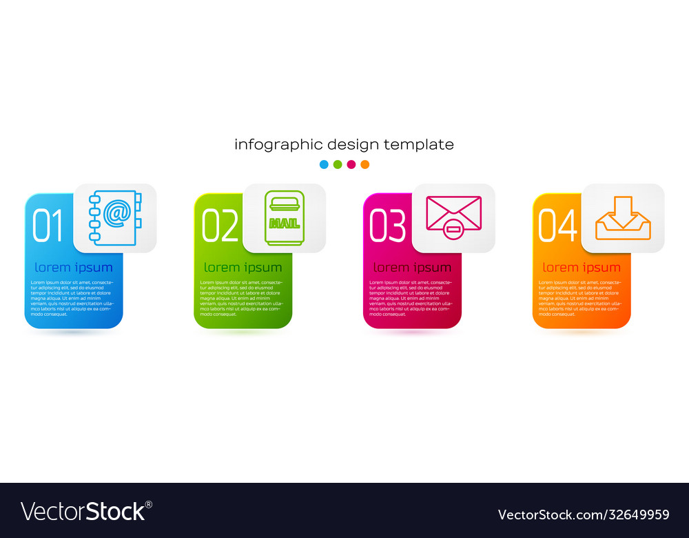 Set line address book mail box delete envelope vector image Set line address book mail box delete envelope