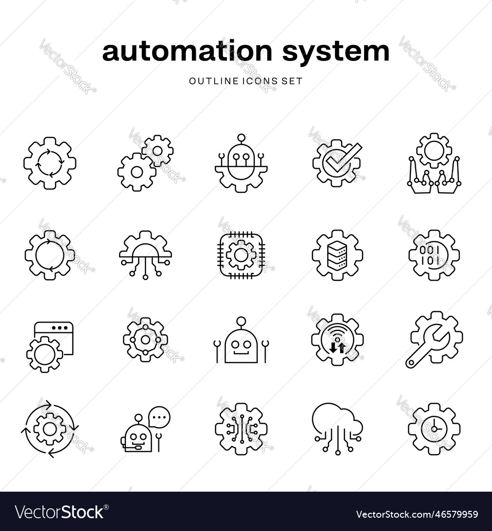 Set of line icons for an automaton system