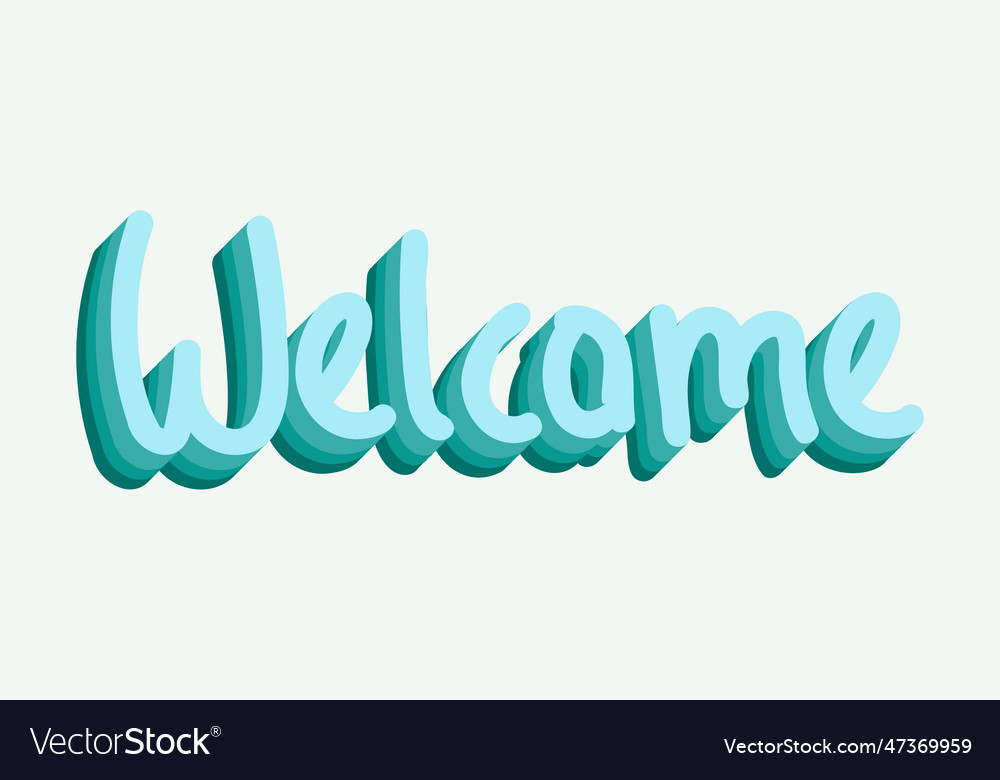 Welcome retro art style lettering 3d text text Vector Image