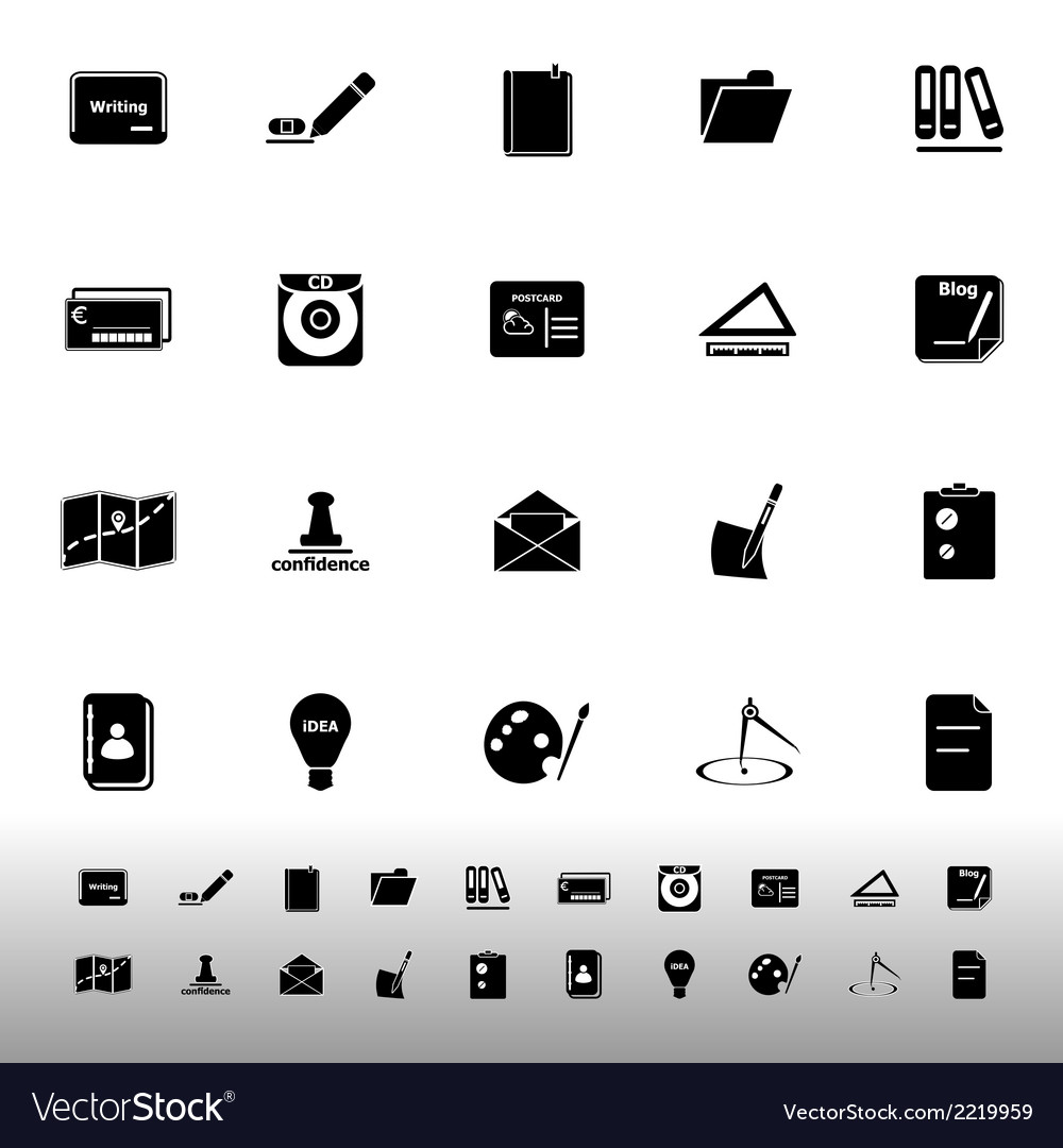 Writing related icons on white background Vector Image