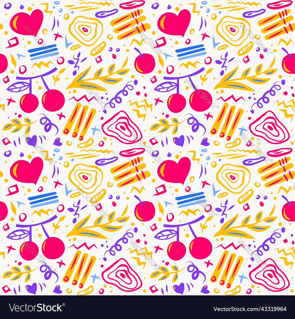 Abstract cherry seamless colorful pattern