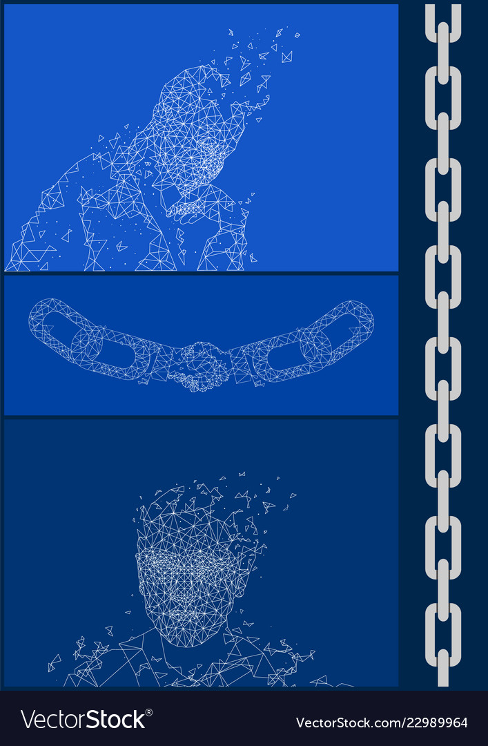 Artificial intelligence and handshake set vector image Artificial intelligence and handshake set