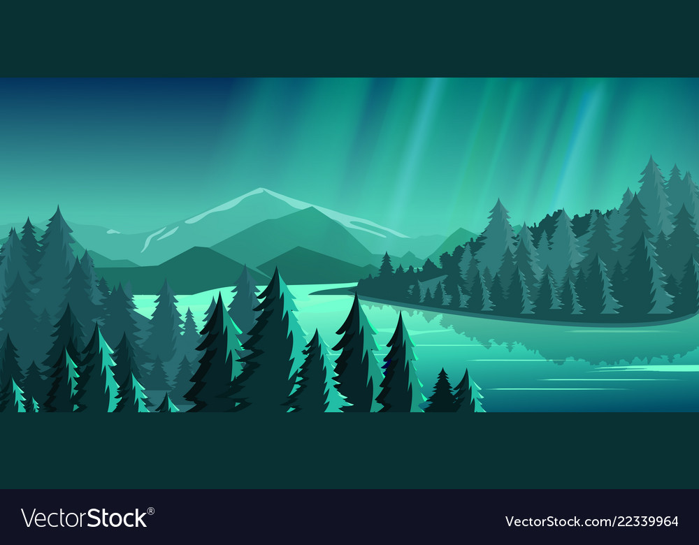 Aurora Forest Landscape