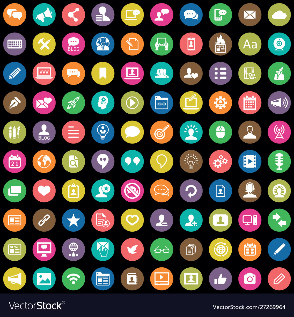 Blog 100 icons universal set for web and ui
