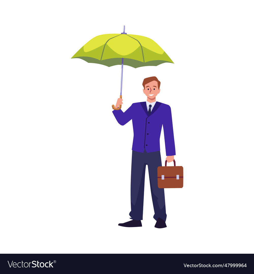 Businessman stands under umbrella success Vector Image