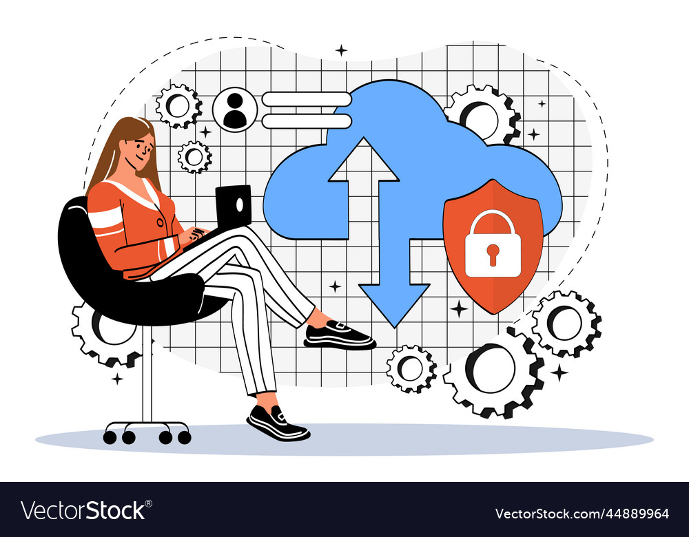 Cloud computing security vector image Cloud computing security