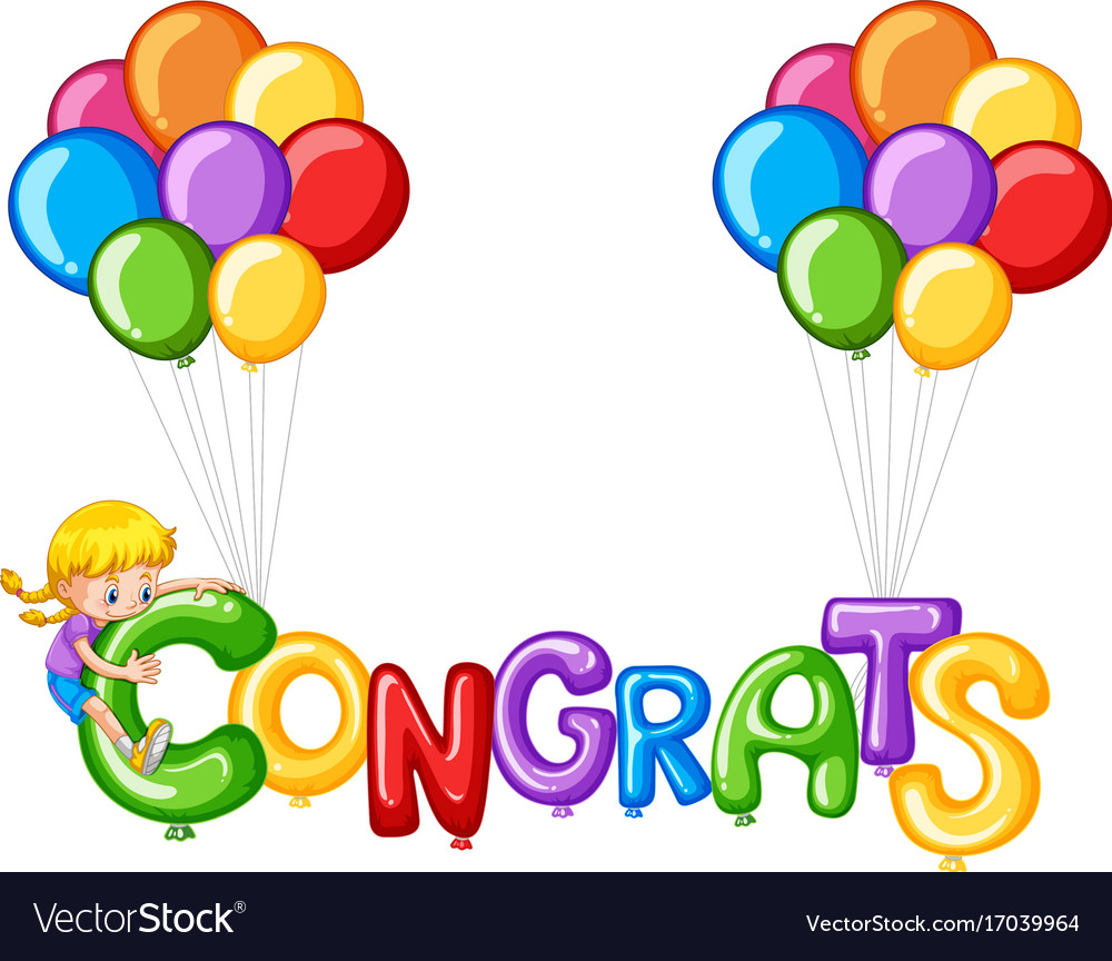 Colorful balloons with word congrats Royalty Free Vector