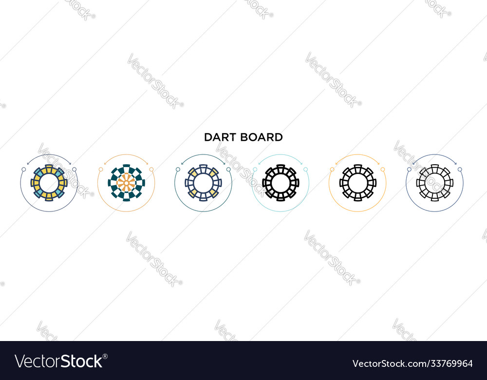 Dart board icon in filled thin line outline