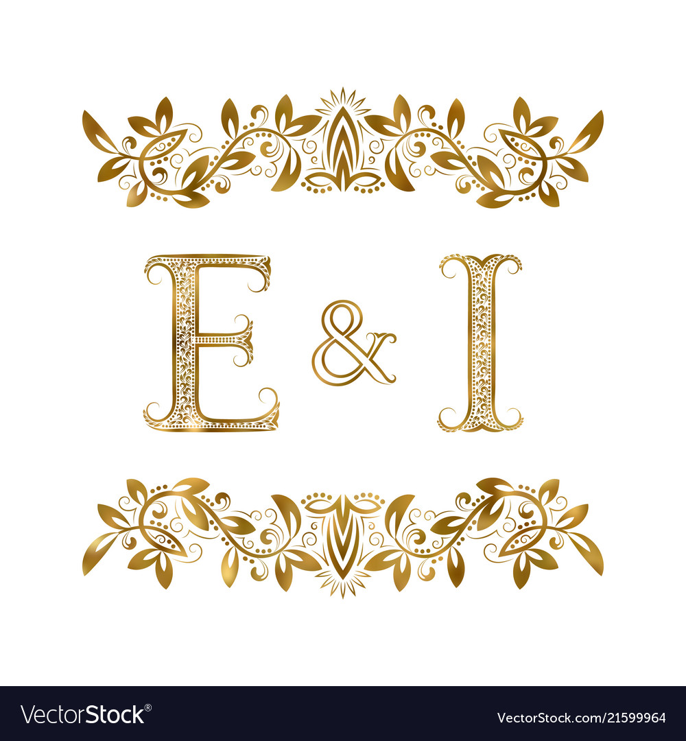 E and i vintage initials logo symbol Royalty Free Vector