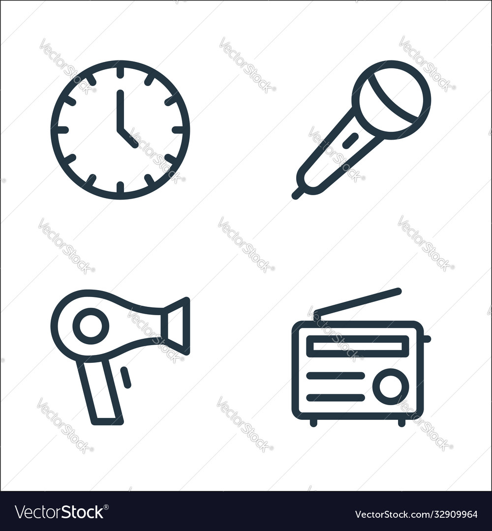 Electronics line icons linear set quality vector image Electronics line icons linear set quality