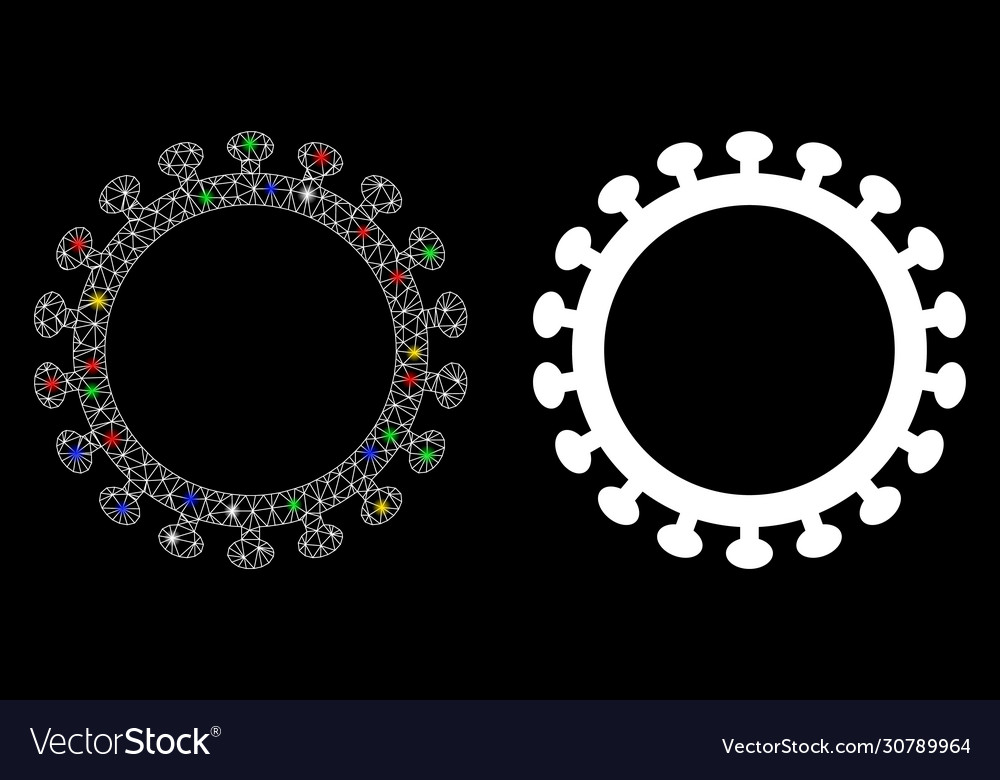 Flare mesh 2d virus shell with color spots vector image Flare mesh 2d virus shell with color spots